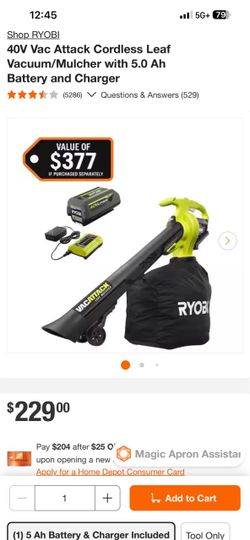 Ryobi 40Volt Cordless Vac/Blower
