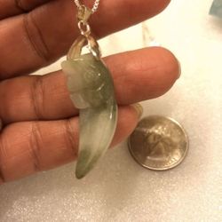Certified A jade light green and dark green color on 925 sterling silver bail and matching 925 sterling silver necklace 18’