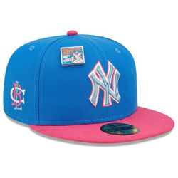 New Era MLB x Big League Chew New York Yankees Curveball Cotton Candy Flavor Pack 59FIFTY Fitted Hat - Blue/Pink