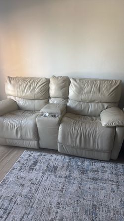 Leather Reclining Loveseat with Console