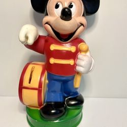 Collectible Vintage 1980s Mickey Mouse Disney Rubber Bank by Animal Toys Plus GC