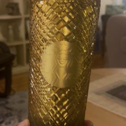 Disney Parks Starbucks Walt Disney World Gold Jeweled Tumbler NEW