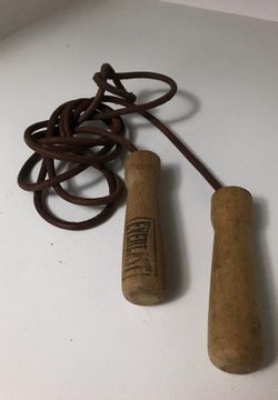 Everlast Leather Jump Rope Vtg 9 1/2' Feet 4497 Ball Bearing