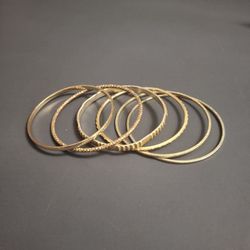 Set Of 6 Goldtone Bangle Bracelets Opening Size 2 1/2"-2 5/8"