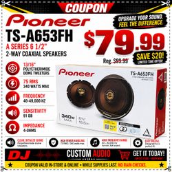 Pioneer TS-A653FH A Series Car Speakers 6.5" 2-Way Coaxial Speaker System 340 Watts 🚨 Payment Options Available 🚨 No Credit Needed 🚨