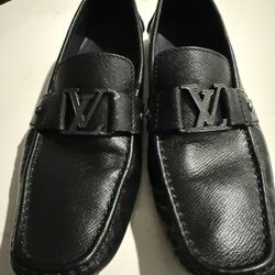 Authentic Men Black Louis Vuitton Loafers / Shoe size 8 1/2 but fit like a 9