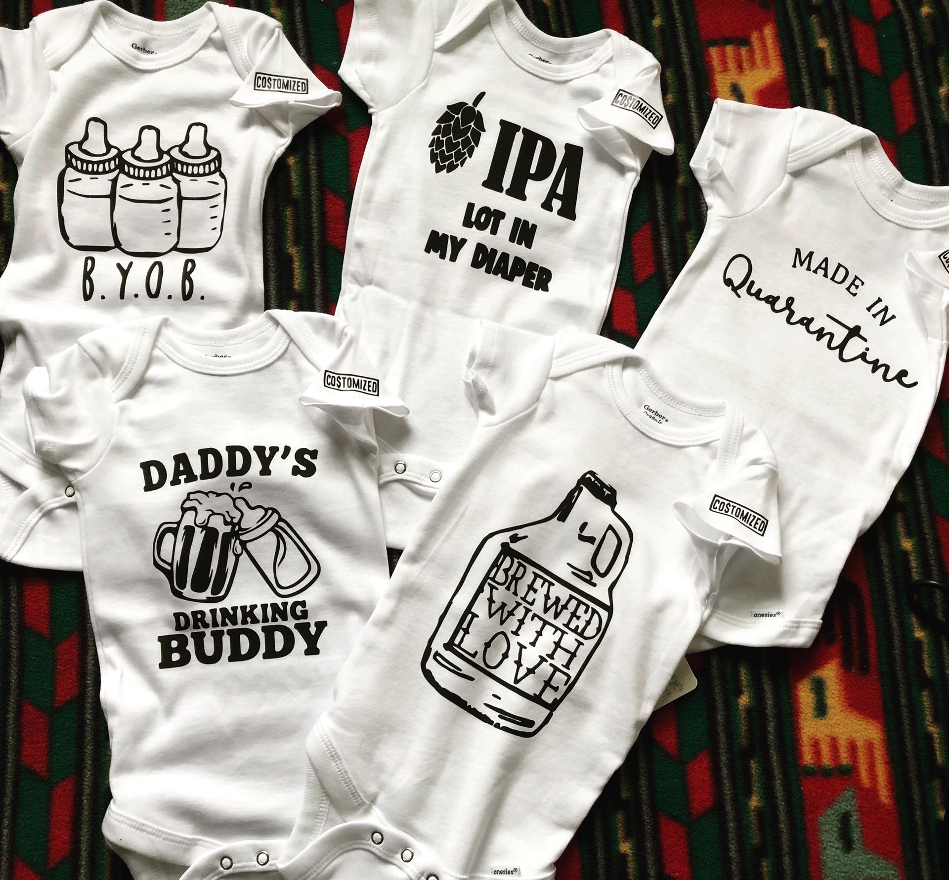 Customized Onesies, Mugs, T-shirts, Hats And More…
