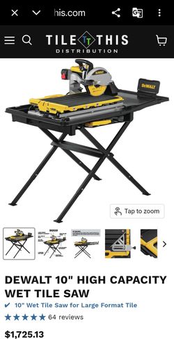 DEWALT 10" HIGH CAPACITY WET TILE SAW
