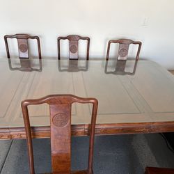 Asian Oriental Rosewood Dining Set with Hutch