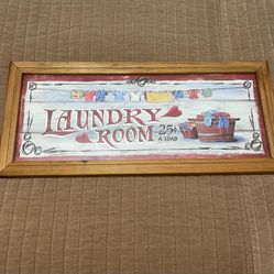Wood Frame LAUNDRY ROOM Wall Art 22”x10”
