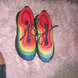 Rainbow shoes.