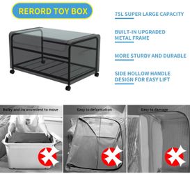2 Packs Toy Box Storage Toy Organizers and Storage Bins with Wheels Collapsible