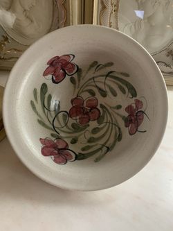 Vintage Ceramic Pottery Hand Painted & Signed Bowl