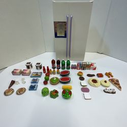 Vintage Barbie Tyco Kitchen Littles Deluxe Refrigerator Ice Maker W/ Accessories