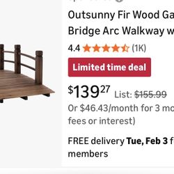 NEW Japanese Arch Stained Wood FootBridge 