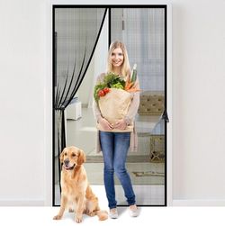 Magnetic Screen Door Fit Door Size 34 x 82 in- Heavy Duty Fiberglass Screen Door Mesh for Interior Door, Patio and Sliding Doors - Door Screen Magneti