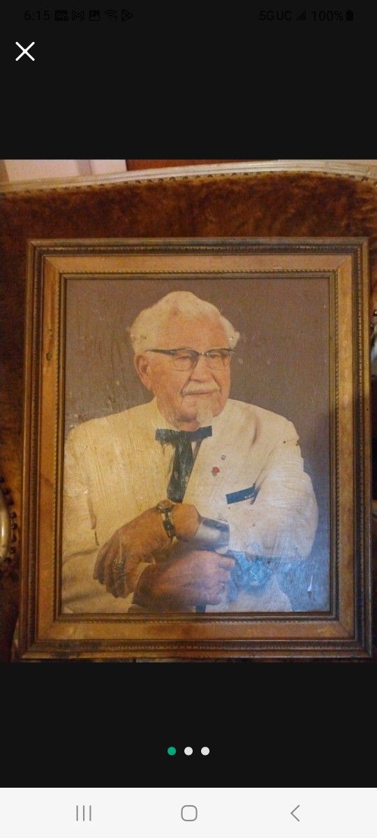 Vintage 1950s Colonel Harland D. Sanders Framed Portrait
