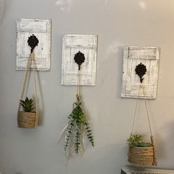 Wall 3 PCs Set W Decorative Hooks And Succulents Inside Rope 👛 Set In Your Choice Color Farm Decor 😊