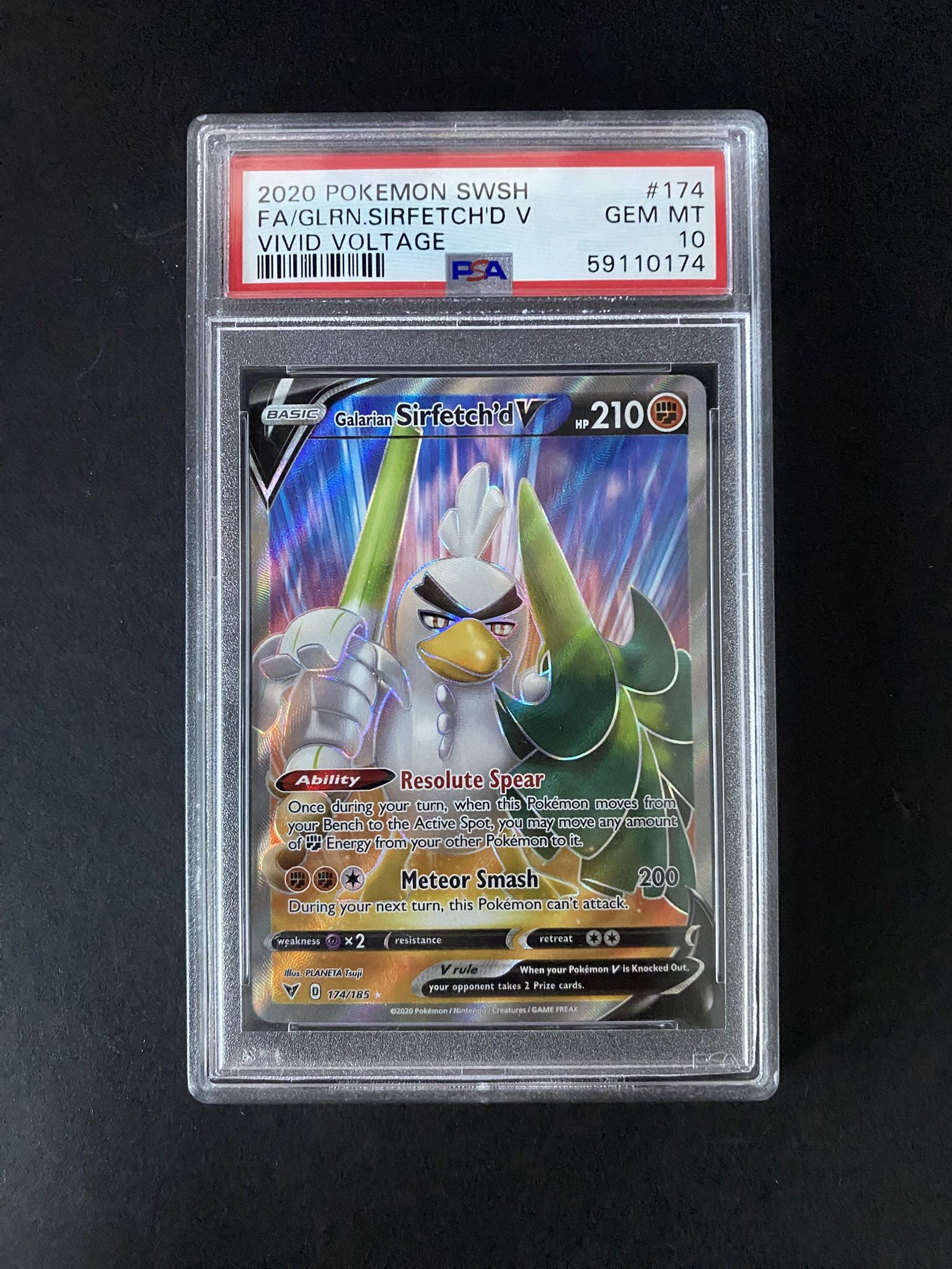PSA 10 Galarian Sirfetch'd V (Full Art) 174/185 Swsh04: Vivid Voltage Holo