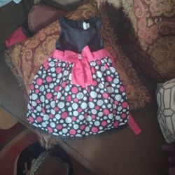 Pink And  Black Polkadot Dress 
