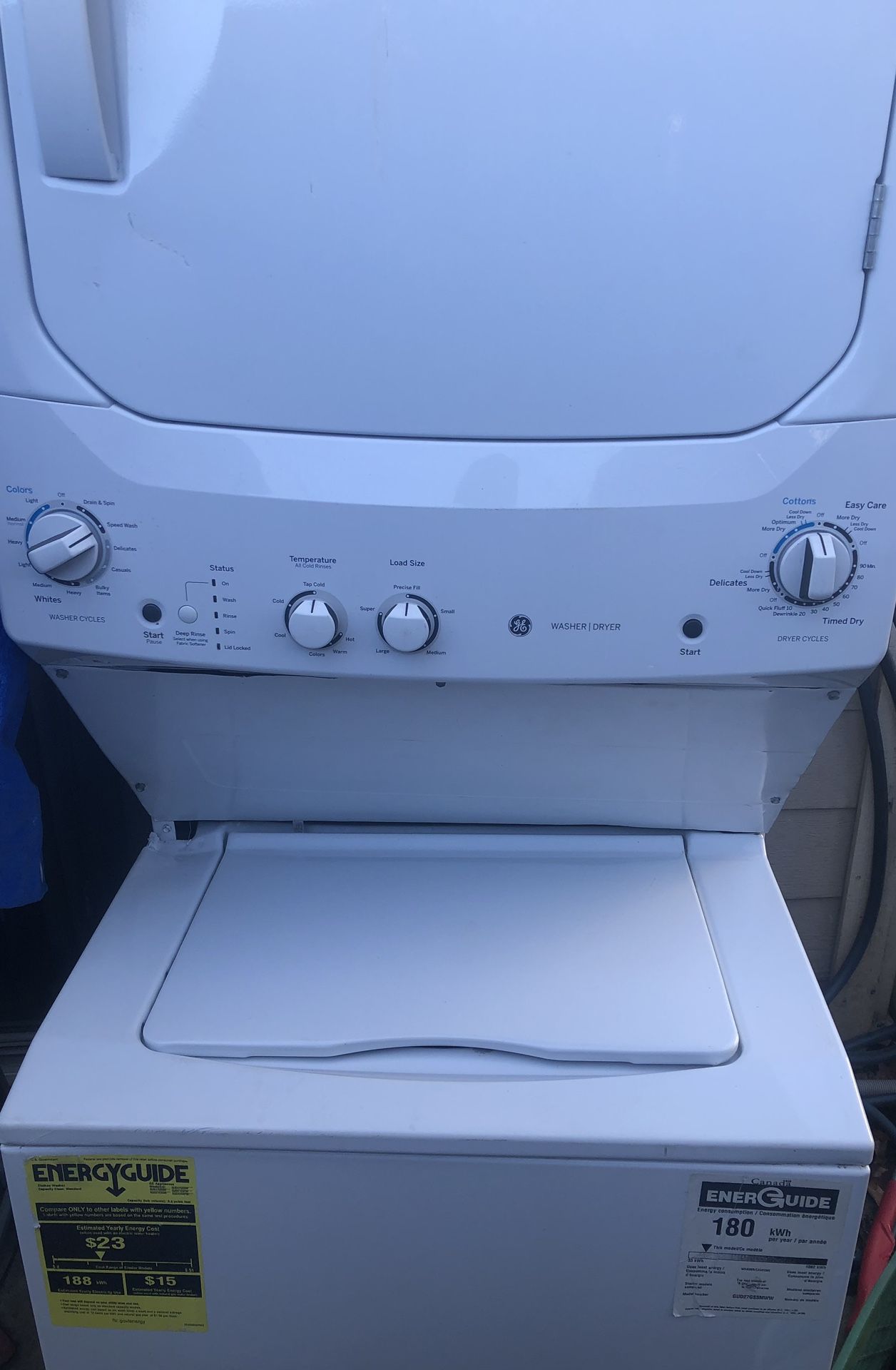 GE Stackable Washer And Gas Dryer 