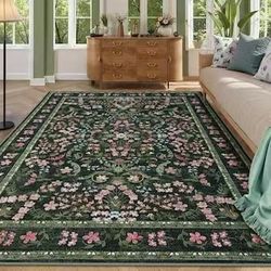 ❤️‍🔥 Washable Area Rug 5x7 FT Boho Floral Soft Rugs
