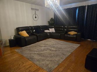 Large Faux Leather Reclining Sectional Sofa