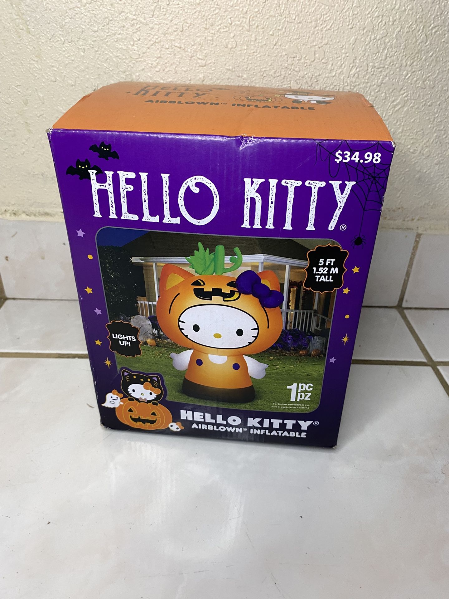 Hello Kitty Halloween Airblown Inflatable, Lights Up, 5 Ft/New