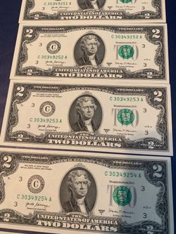 Two dollars bill uncirculated