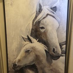Horses Painting on Canvas Framed Home Decor 