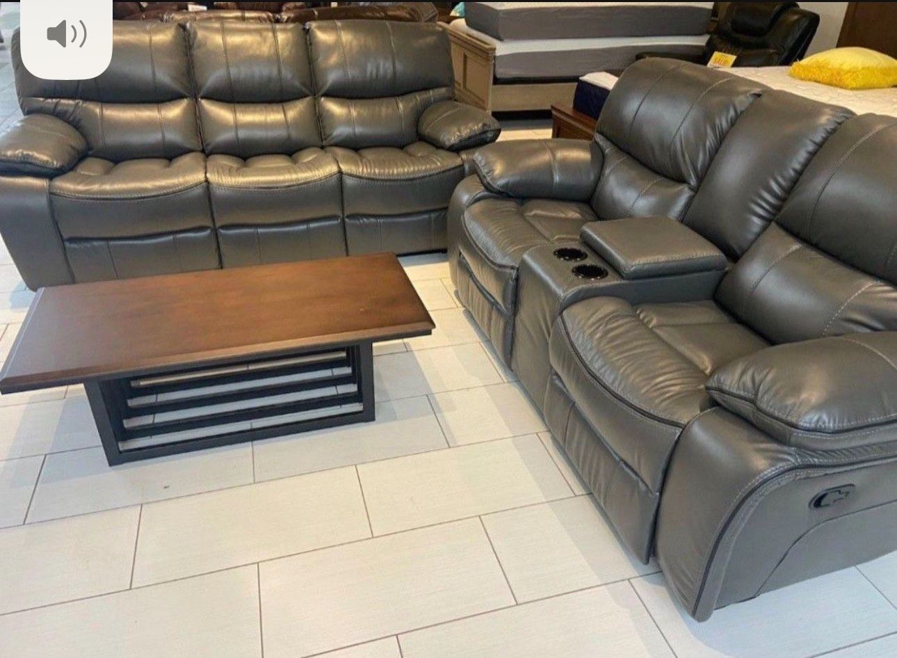 COMFY NEW MADRID RECLINING SOFA AND LOVESEAT SET ON SALE ONLY 1099. IN