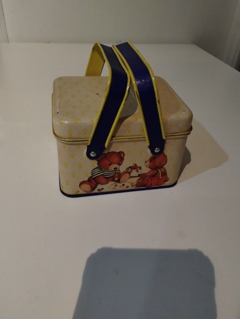 Tin Lidded Basket Small Storage Container