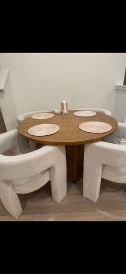 Brown round rattan table