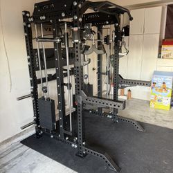 PRO SERIES Ultimate 3-1 Half Rack Functional Trainer w/Smith Machine Bar | 400lb Stack | Gym Equipment | Fitness | Commercial | Squat Rack 