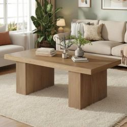 Farmhouse Coffee Table, 47.24 Inch Rectangle Center Table with Large Tabletop & Thick Base, Rustic Wooden Furniture for Living Room, Apartment, Recept