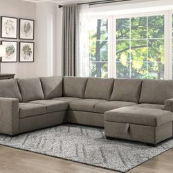 3PC Sectional W/ Pull Out Bed & Left Chaise with Hidden Storage