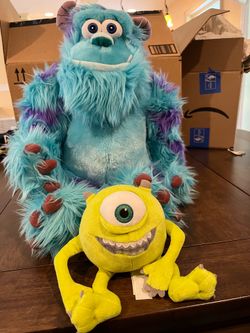 Big Sully and Small Mike Wazowski Monsters Inc. plushies Disney store plush