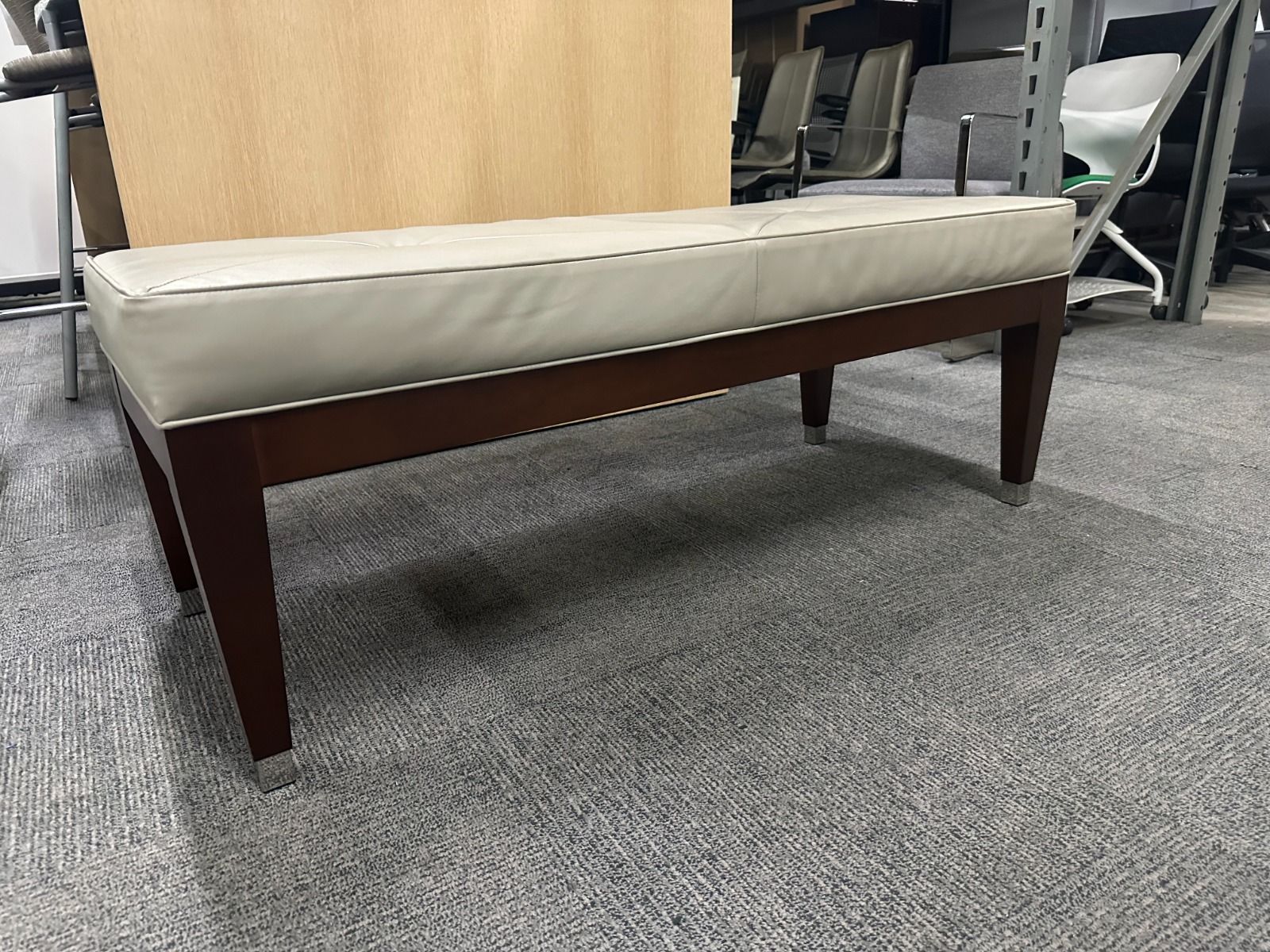 Cumberland 2 Seat Leather Office Bench (Tan/Cherry)