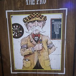 Vintage Mint Harvard Gary PATTERSON professional dart board 18" Cricket Cabinet with prof Dartboard