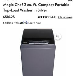 Brand New Magic Chef Portable Washing Machine 2.0 Silver In Color