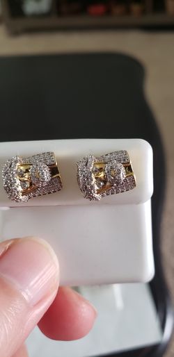Cz gold plated earrings, pure silver