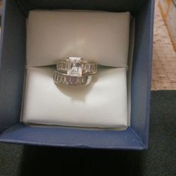Zirconia Silver Wedding Rings Size 6