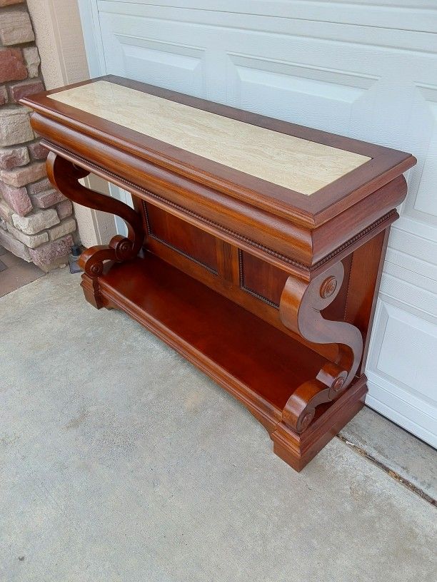 Antique Marble Top Entry Or Sofa Table