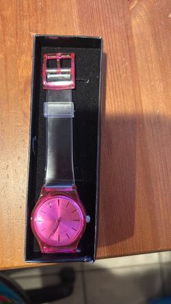 Pink Transparent Analog Wristwatch