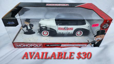 Jada Toys 1:24 Mr. Monopoly and 1939 Chevrolet Master Deluxe