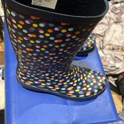 Rain Boots Rainbow Polk A Dots Size 9