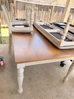 Dining table 4 chairs and a bench