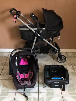 LIKE NEW MINNIE MOUSE TRAVEL SYSTEM STROLLER CAR SEAT AND BASSINET 3 IN 1