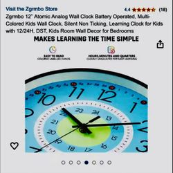 Zgrmbo 12" Atomic Analog Wall Clock multi-colored, silent non-ticking,