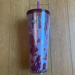 Starbucks Red Cup With White Flowers 